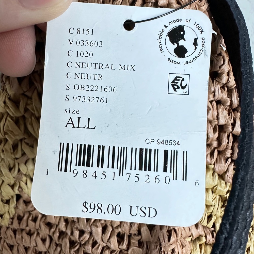 Free People Santorini Straw Tote Bag Neutral Mix Woven Raffia Hobo OB2221606 NEW - Picture 8 of 9